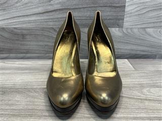 GUCCI GOLD LEATHER PLATFORM PUMPS SIZE 11B